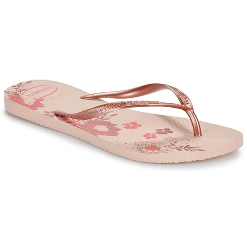 Havaianas Slim Organic Flip Flops för kvinnor, Rosé balett gyllene rodnad guld, 7.5/8 UK