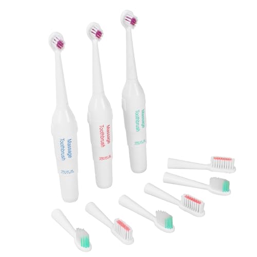 Kisangel 3 Set Dog Electric Toothbrush, 9Pcs Pets Rechargeable Toothbrush, Gentle Brush for Dogs Cats Portable Travel-Friendly Design, Random Color