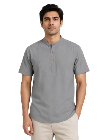 Men’s Cotton Half Sleeve Kurta | Stylish You Shape Design Casual Ethnic Wear Kurta for Men Availoabel Size M:38,L:40,XL:42-picture-47