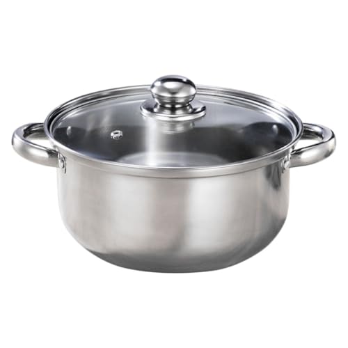 Healeved Olla de Acero Inoxidable Multifuncional para Cocina Tapa de Vidrio, Ahorro Energía, Adecuado para Uso en Cocina Doméstica