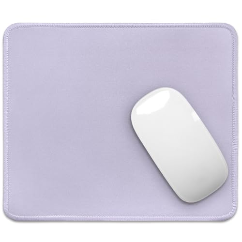 Image of FROGIGO Mouse Pad with Stitched Edges - Solid Color Mousepad for Women, 9.25 x 7.75 inch Washable Square Desk Pad, Non-Slip Rubber Base, Office Home Laptop Accessories - Lilac Purple