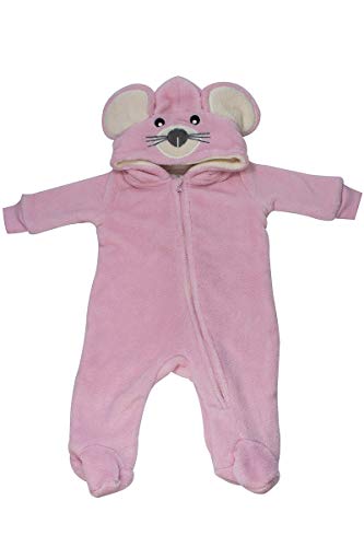 Pijama Fantasia Bebê 3-6 meses Flannel Unissex Camesa Cor:Rosa Ratinha