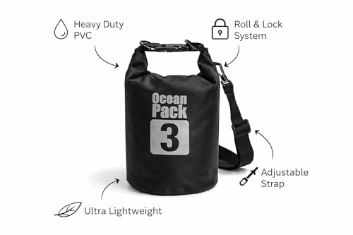 Image of Waterproof Ocean Dry Bag, Roll Top Floating Waterproof Sack for Beach, Swimming, Kayaking, Boating, Fishing, Camping, Hiking & Water Sports (3 Liter)