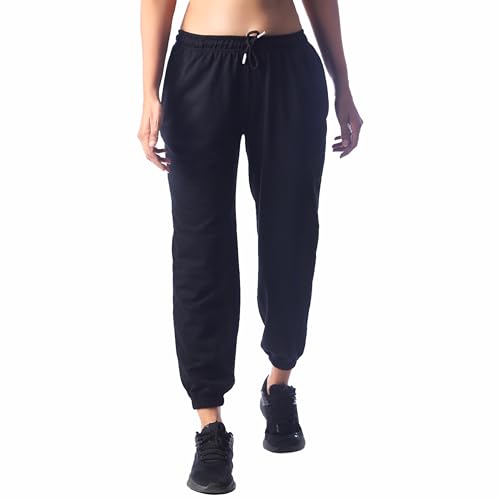 Image of London Hills Women's High Rise Cotton Blend Regular Fit Joggers Track Pants Solid Track Pants