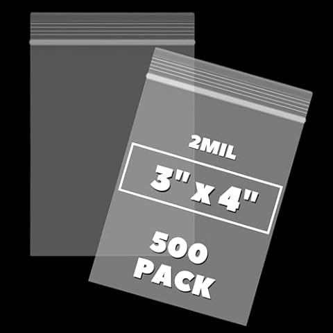 500Pcs 3" x 4" Small Zip Bags | Clear Resealable Plastic Bags with Lock Seal Zipper | Perfect for Jewelry, Candy, Crafts, and Small Items Storage Cover