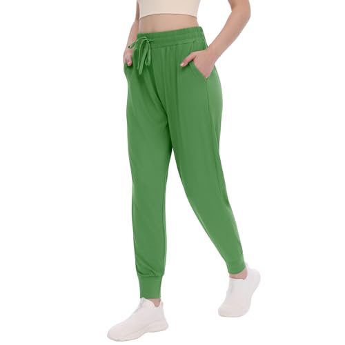 TNNZEET Women's Joggers with Pockets - High Waisted Sweatpants Tapered Leg Drawstring Lightweight Athletic Pants