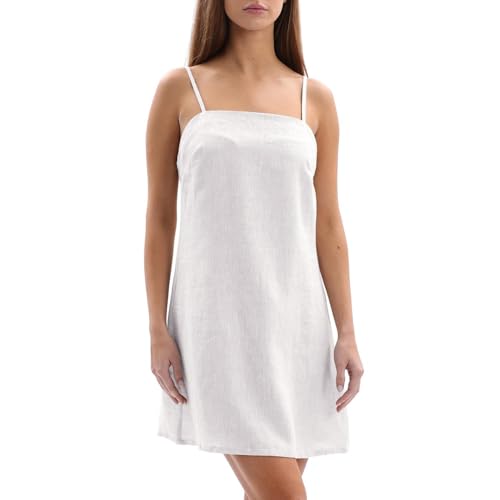 Amazhiyu Damenkleider Sommer Leinenkleid Damen A Linien Leinen Kleid Leichtes Sommerkleid Kurz Minikleid Ärmellos Strandkleid Spaghettiträger...