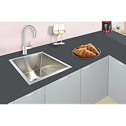 Fregadero Delinia 40X40 Omeere 45 x 44, fregadero empotrable cuadrado, acero inoxidable 304, grosor del material 0,8 mm, fregadero de cocina, cuadrado, 1 lavabo para bajo encimera (fregadero empotrable)