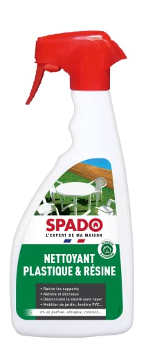 SPADO - Nettoyant meuble de jardin plastique - Nettoie et décrasse - Désincruste la saleté sans rayer - Ravive les supports - 0% Allergène, 0% conservateur, 0% colorant - 500 ML - Fabriqué en France