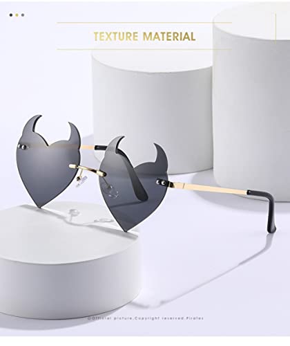 ENTHYI Devil Heart Sunglasses Rimless rave Trendy Halloween party Funny Woman/Men Glasses4