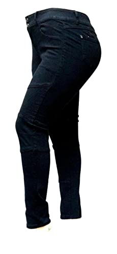 Jack david Women's Plus Size Moto Biker Stretch Skinny Denim Jeans Pants Y1648 (Jet Black, 16)2