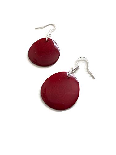 Tagua-Earrings-in-Red-light-weight-tagua-nut-earrings-TAG272-organic-fashion-earrings