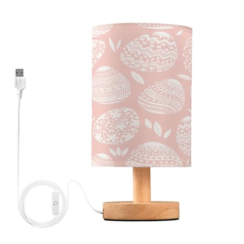 SDMKA Cute Easter Eggs Bedside Table Lamp for Bedroom, Minimalist Nightstand Lamp with Round Fabric Shade for Living Room, Office, No Bulb Required