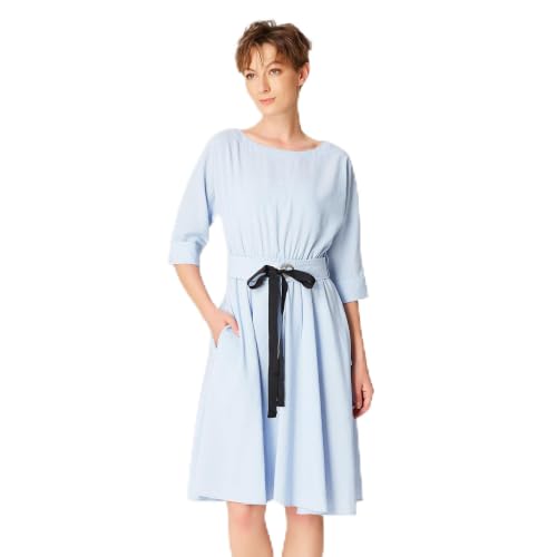 Robe évasée haut de gamme à large ceinture aux finitions coutures