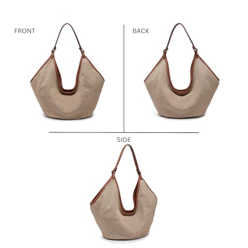 Bolso Hobo tejido para mujer con cierre seguro negro y blanco miniatura 6