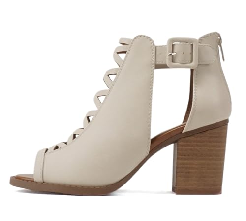 Image of Soda Aran ~ Women Open Toe Crisscross Straps Back Zipper High Heel Fashion Sandal with Adjustable Ankle Strap