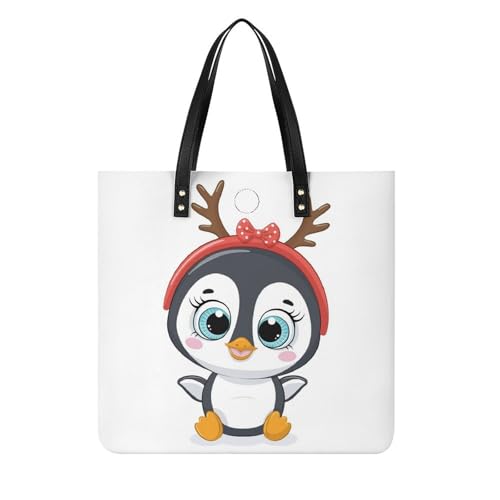 Tote Bag Imprimé Pingouin Cerf : Sac Shopper de 39x39cm pour Vos Sorties