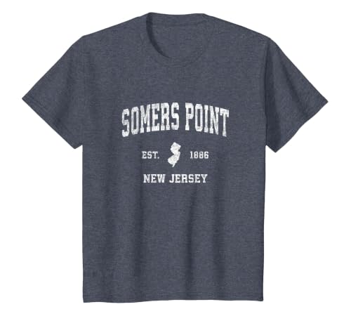 Somers Point New Jersey NJ Vintage Athletic Sports Design T-Shirt, Youth, Heather Blue, 3T