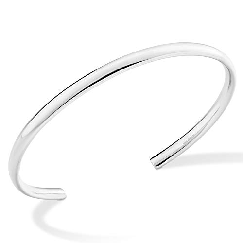 Miabella 925 Sterling Silver or 18K Gold Plated Italian 4mm Open Cuff Polished Bangle Bracelet for Women Adjustable 7.25 to 7.5 Inch Made in Italy2