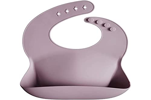 Image of mushie Silicone Baby Bib | Adjustable Fit Waterproof Bibs (Pale Mauve)