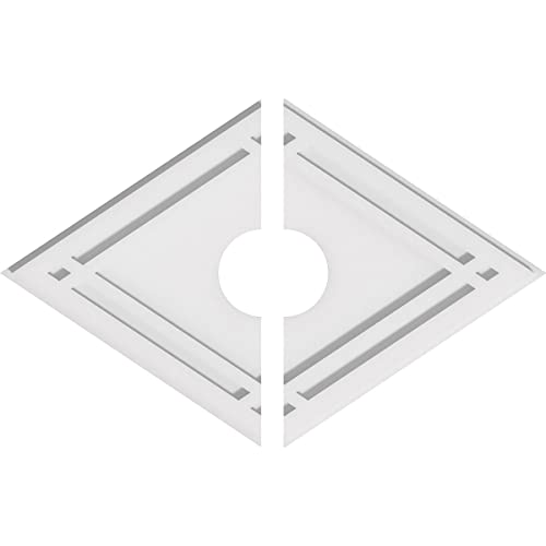 Image of Ekena Millwork CMP24X16DD2-04000 Diamond Architectural Grade PVC Contemporary, Two Piece Urethane Ceiling Medallions 24 inchW x 16 inchH x 4 inchID x 8 1 /2 inchC x 1 inchP