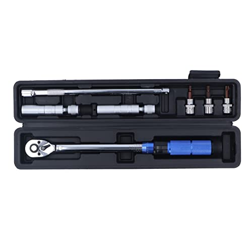 Yomiyuyr Torsion Wrench Set, 10-60Nm Small TORQUES Wrench, Sparks Plug & Bike Repair, Chrome Vanadiums Steel, with Sockets & Extension Rods