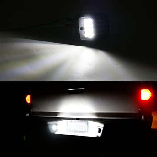 Image of R&F Auto 12-SMD LED License Plate Light Replacement for Tacoma 1995-2004 Pickup Truck 6000K Error Free Xenon Pure White Tag Lamp Assembly Rear Running Lamps Clear Lens