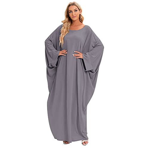 Robe musulmane hijab abaya ample en khimar gris taille unique - 2