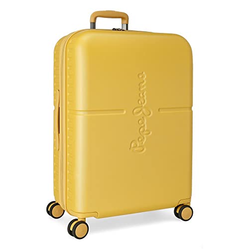 Pepe Jeans Highlight Maleta mediana Amarillo 48x70x28 cms Rígida ABS Cierre TSA integrado 79L 4,32 kgs 4 Ruedas dobles Extensible