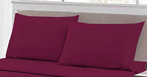 Image of BEVI - Home Premium Solid Plain Single Bedsheet with 1 Pillow Cover 300 TC Microfiber for Single Bed | Size (60 inch x 90 inch) Wine