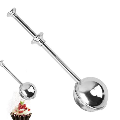 JYITO Colino da tè, a molla, in acciaio inox, per spolverare la farina, a sfera rotonda a due lati, setaccio per farina e spezie