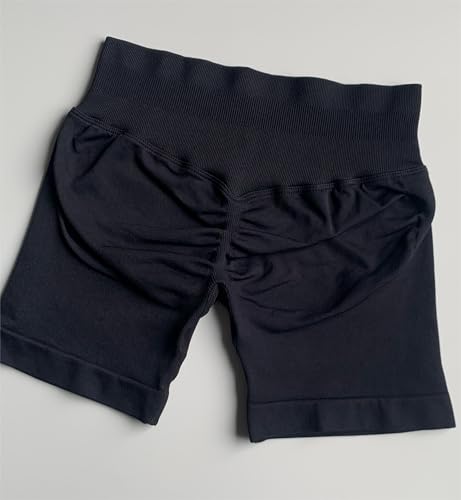 TRYTO Impulse Collection Compression Impact Shorts Women Hidden Scrunch Workout Seamless Squat Proof Short Black, Large