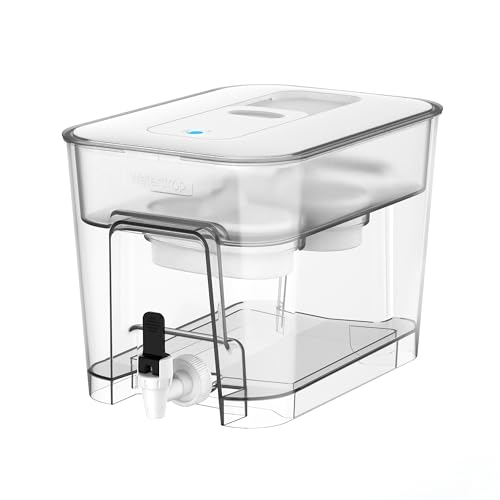 Waterdrop 40 Cup Dual Filter Dispenser, 8X Faster Filtration, 400-Gallon Lifespan, Water Filter Dispenser for Home/Office, 2 Replacements, 10X Longer Lifetime, Reduces Chlorine, PFOA/PFOS，White