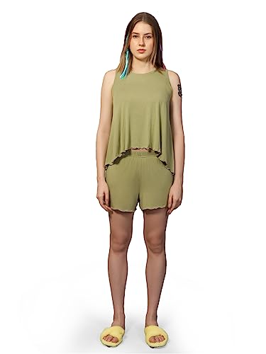 Image of Evolove Women's Micro Modal Round Neck Sleeveless Night Suit /Top & Short Set Super Soft Comfortable (Modal-Shorts Set)