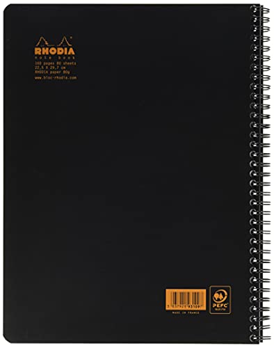 Rhodia Wirebound Notebook, A4+, Lined - Black #TOP1