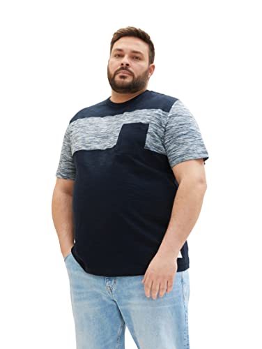 TOM TAILOR Herren Plussize T-Shirt mit Brusttasche 1037027, 10668 - sky...