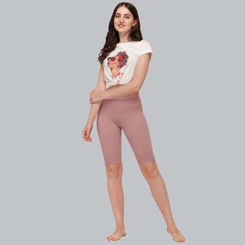 Image of SOIE Women's Mid Rise Soft Polyamide Spandex Knee Length Cycling Shorts