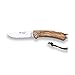 Joker Navaja de Caza Cocker NO134, Mango de Madera de Olivo, Hoja de 9 cm MOVA, con cordón de Cuero, Herramienta de Pesca, Caza, Camping y Senderismo