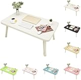 Zxyler 折りたたみ式ローテーブル ピンク 60×40×35 安定頑丈 軽量 メラミン天板 滑り止め 組立不要 勉強部屋 ベッドサイド 大学寮用 こたつ (長さ60 幅40 高さ29 cm,ホワイト)