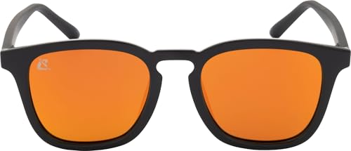 CRESSI Riviera Sunglasses Black/Mirrored Lens Orange - Gafas de Sol Deportivas Polarizadas Hombre y Mujer, para uso en Mar, Náutica y Pesca, Montura TR90 Negro, Lentes TAC Naranja Espejo