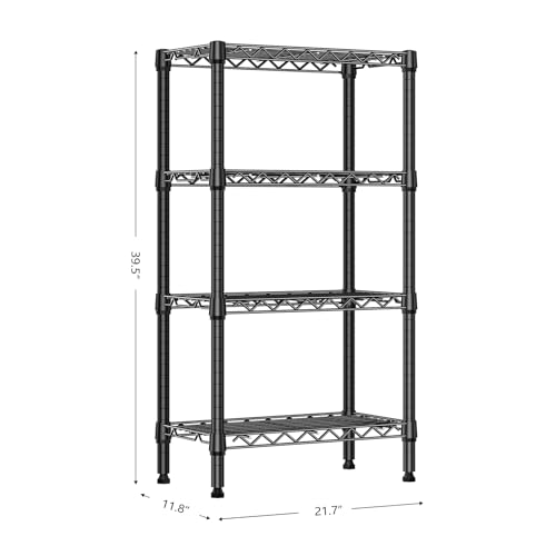 Image of M MZG 1000 lbs 4 Tier Shelf Metal Storage Shelves Wire Rack Closet Organizers with PP Board for Garage Kitchen Bathroom Laundry Black 11.8 inch D x 21.7 inch W x 39.5 inch H