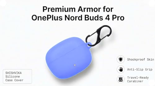 Image of SHISHVIKA Silicone Case Cover Compatible with OnePlus Nord Buds 4 Pro | Shockproof Protective Cover | Soft TPU Skin | Anti-Slip | Dustproof | LED Visible | Keychain Hook Included (SkyBlue)