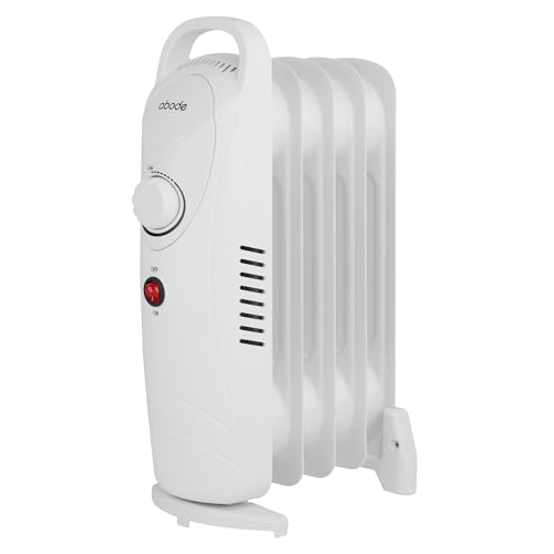 Abode 5 Fin Oil Filled Radiator 650W Portable Electric Heater in White Overheat Protection & Tip Over Protection Portable with Integrated Handle AOFR5001