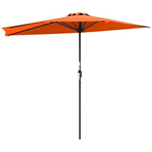 Outsunny 2.7m Garden Half Parasol Outdoor Balcony Umbrella with 5 Steel Ribs Patio Sun Shade Orange
