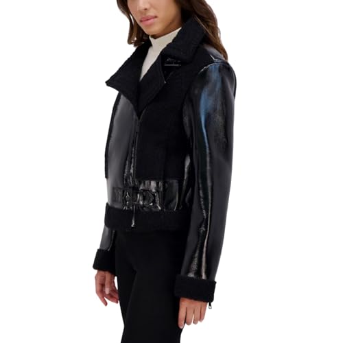 Andrew Marc Women's Moto Faux Patent Leather Jacket3