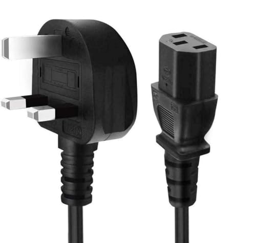 Image of JUSTOP 1.2M UK PSU Power Cable, Kettle Lead, 5A BS1363 3-Pin Plug To IEC C13 Suitable For Desktop PCs, Power Supply, Network Switches, PDUs Etc
