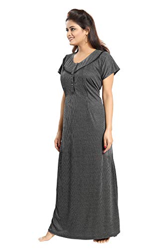 Image of Fabme Women's Polycotton Nursing Nightgown - Concealed Zip, Long, Textured Nighty for Maternity, Feeding