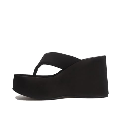 Women's Lace-Up Platform Wedge Flip Flops Summer Round Peep Toe Slip-on Platform Heel Flip Flop Sandals Casual Beach Vacation Sandals