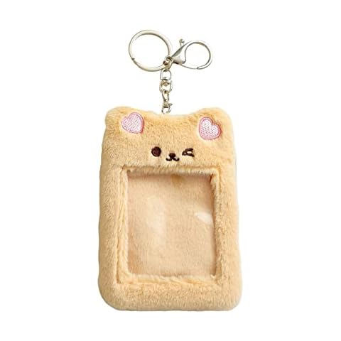 FUBAOLIN Photocard Holder Plush Card Sleeve Cartoon Bear Card Cover for Girls and Kids Cover