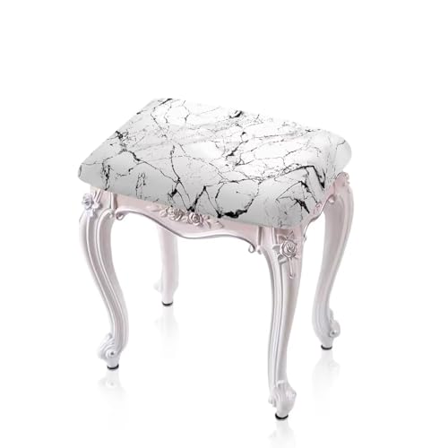 GLENLCWE White Marble Stool Cover Rectangle 2PCS Modern Stretch Bar Stool Cover Rectangle Vanity Stool Cover Non Slip Counter Stool Cover Home Furniture Decor Protector Washable